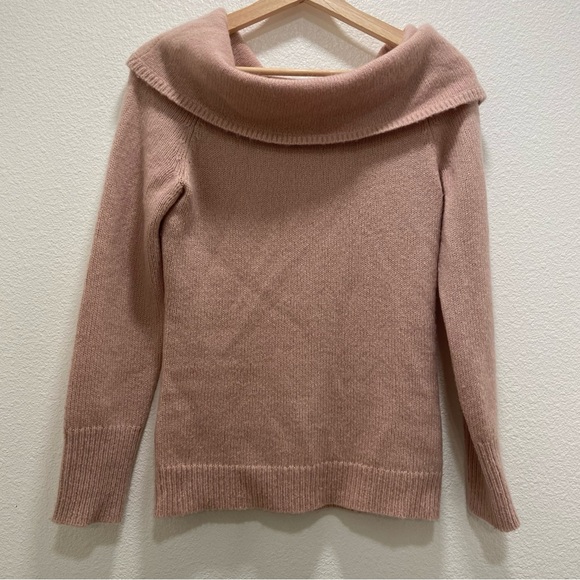 Theory Sabine Wool Blend Off The Shoulder Sweater Mauve Pink Sz P or XS - Picture 2 of 6
